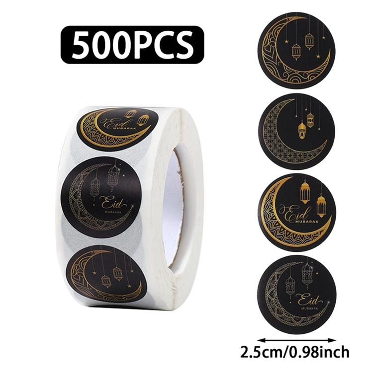 EID Mubarak 500pcs Roll Stickers Ramadan Kareem Gifts Packaging Seal Stickers Islam Muslim Festival Party Decor EID Gift Labels