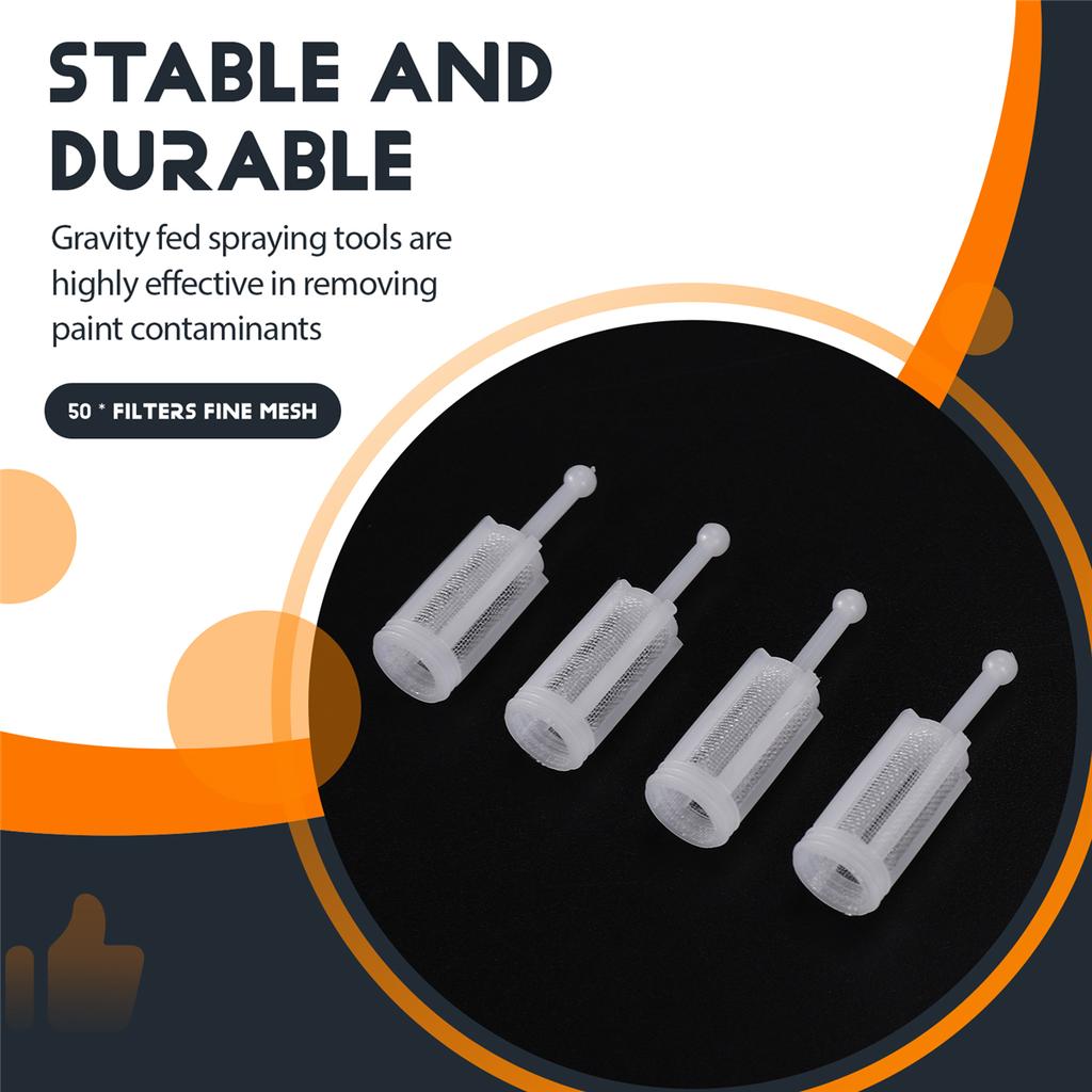 A08R 50Pcs Universal Gravity Spray Tool Filters Fine Mesh, Disposable Gravity Feed Spray Tool Paint Strainer Reduce Clogging