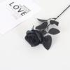 Artificial Black Roses Fake Flowers Long Stem with No Container for Halloween Festival Home Decor Wedding Party Tabletop Decor