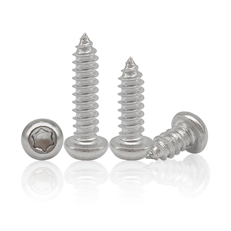 304 Stainless Steel Star Drive Self-Tapping Wood Screws: Pan Head, Inner Hexagon, Sizes M2-M6