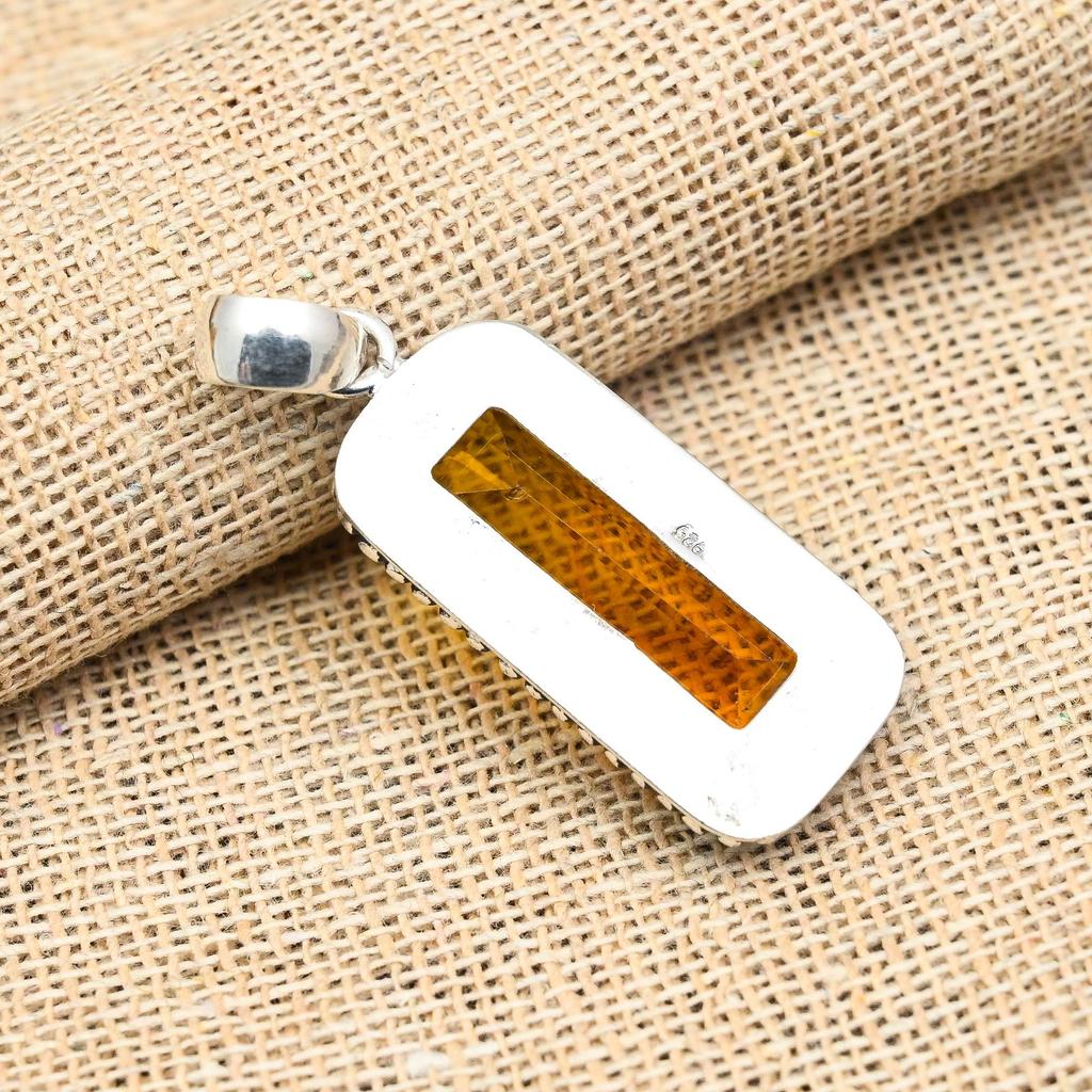 Honigtopas-Edelstein, handgefertigter Schmuckanhänger aus 925er Sterlingsilber für Frauen