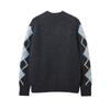 European and American Style, New Women's Clothing, Fashionable Versatile Rhombus Pattern Round Neck Pullover Knitted Long-sleeved Jacket