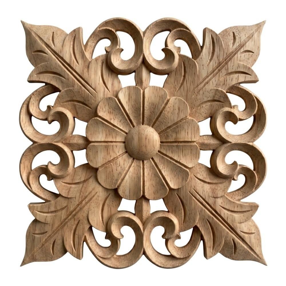 Wood Wood Carved Applique 5.91in Rubber Wood Craft Handmade Craft Wood Ornament Door