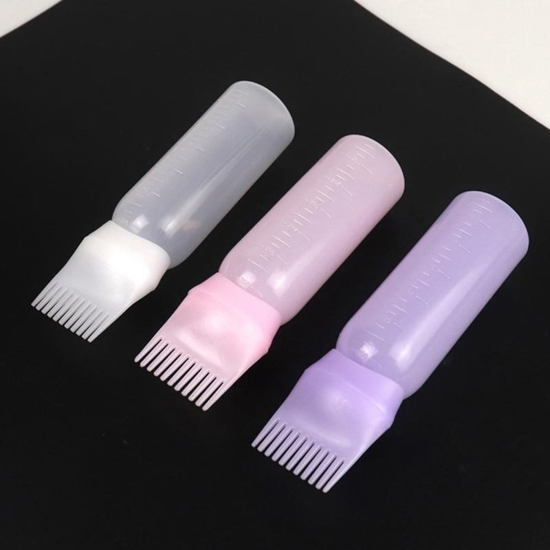 Shampoo Brush Empty Hair Shampoo Bottle With Comb Teeth Salon Treatment Oil Perm Dye Bottle Color Plastic Dry Cleaning Bottle