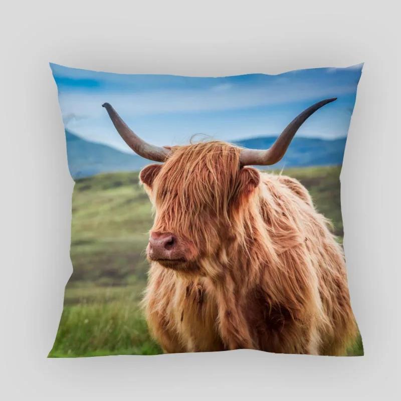 Highland Cow Pillow Cover Customize Pillowcase Modern Home Decorative Pillow Case For Living Room 45X45cm,40X40cm