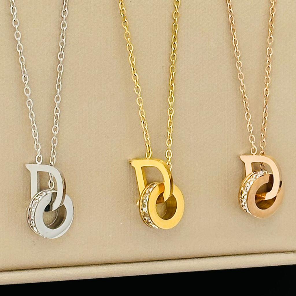 D-letter Necklace Female Niche Design Simple Online Celebrity Temperament Light Luxury Necklace Pendant Clavicle Chain Does Not Fade.