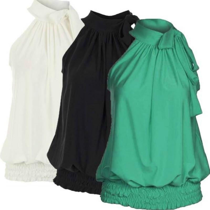 Elegant Women Sleeveless Lotus Chiffon Shirt Exuding Timeless Style For Office Wear