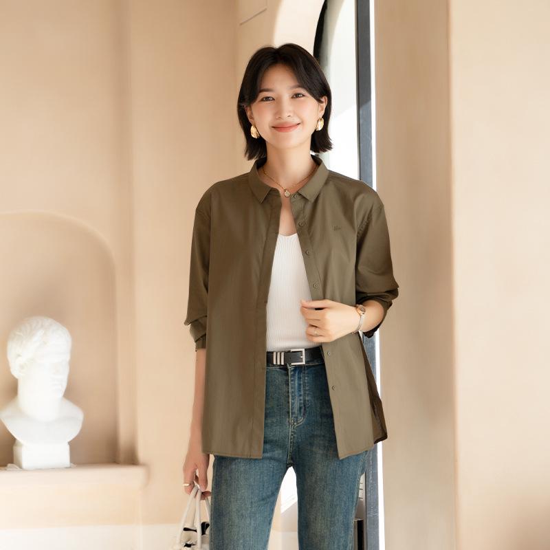 YUN Women's Long-Sleeve Professional Shirt - Autumn 2025 Collection, Elegant Turn-Down Collar, Versatile High-End Commuter Top