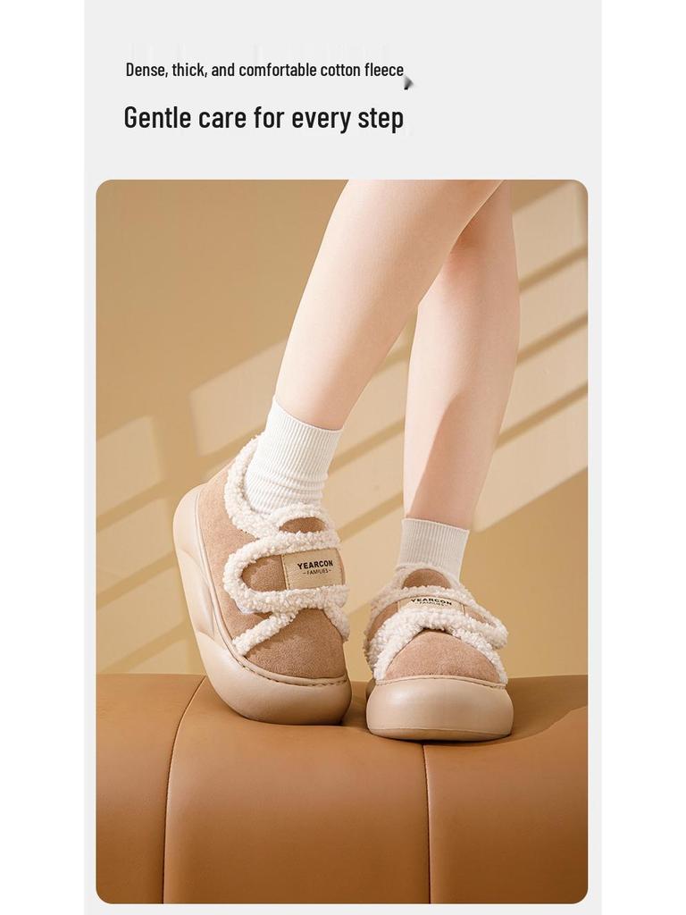 Women's 2025 Indoor/Outdoor Plush Winter Slippers: Thick-Soled, Warm Cotton, Closed-Heel.