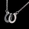 Hot Rhinestone Jewelry Necklace Double Horse Hoof Pendant Zinc Zinc Alloy Chain Women Lady