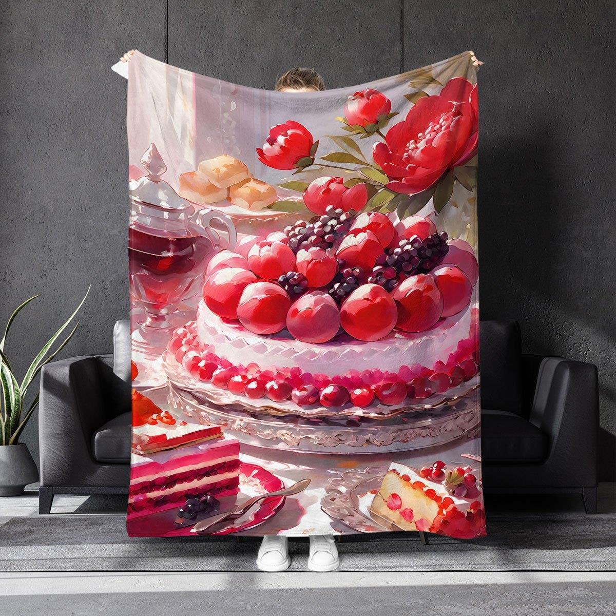 

Food, Sweet Dreams Pattern Flannel printed blanket suitable for all seasons suitable for living room office sofa and travel 75x90cm