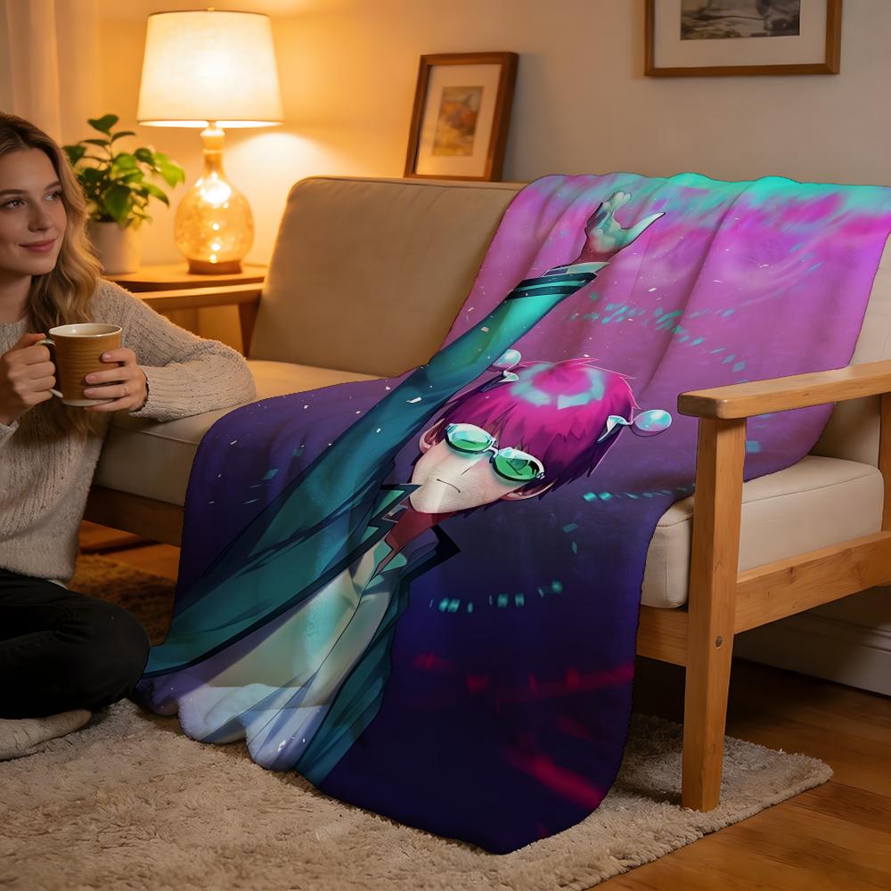 Throw High-Density Short Plush Blanket For Sofa Nap Air-Conditioned Room Soft Skin-Friendly The Disastrous Life Of Saiki K Anime