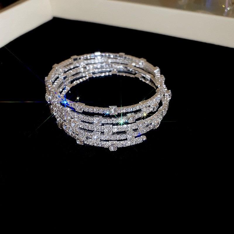 Zircon rhombus flower hollow adjustable bracelet Korean niche exquisite bracelet temperament versatile fashion jewelry women