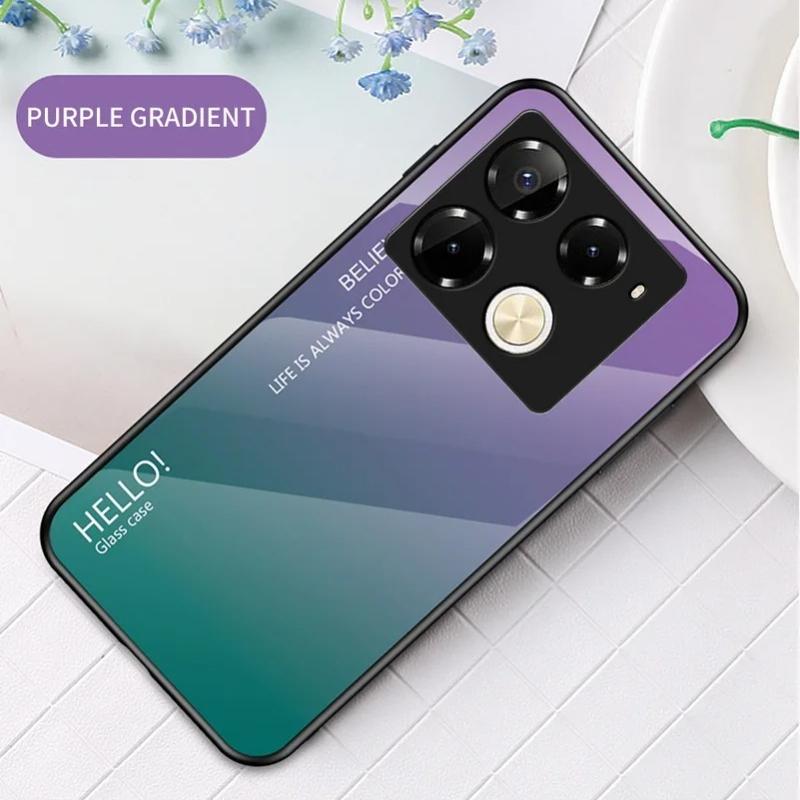 

Защитный чехол из закаленного стекла с градиентом для Infinix Note 40 Pro 30 Infinix Hot 40 Pro 40i 30i 20s 20i Smart 8 7, глянцевый чехол Infinix Note 40 Pro 4G зелёный/фиолетовый