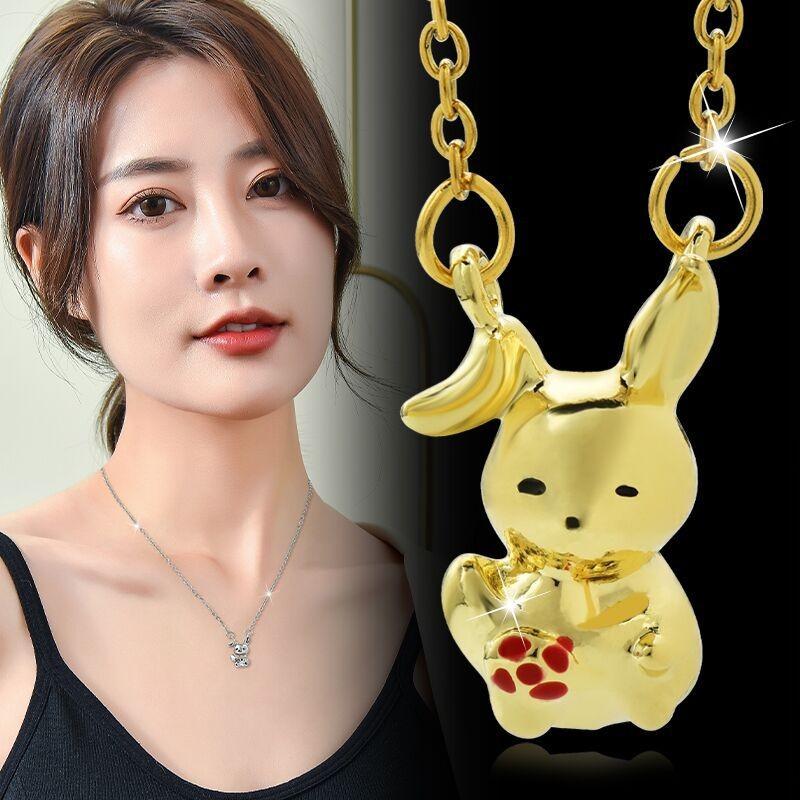 Stylish Lucky Rabbit Pendant Necklace For Women In Elegant 18k Gold And Silver