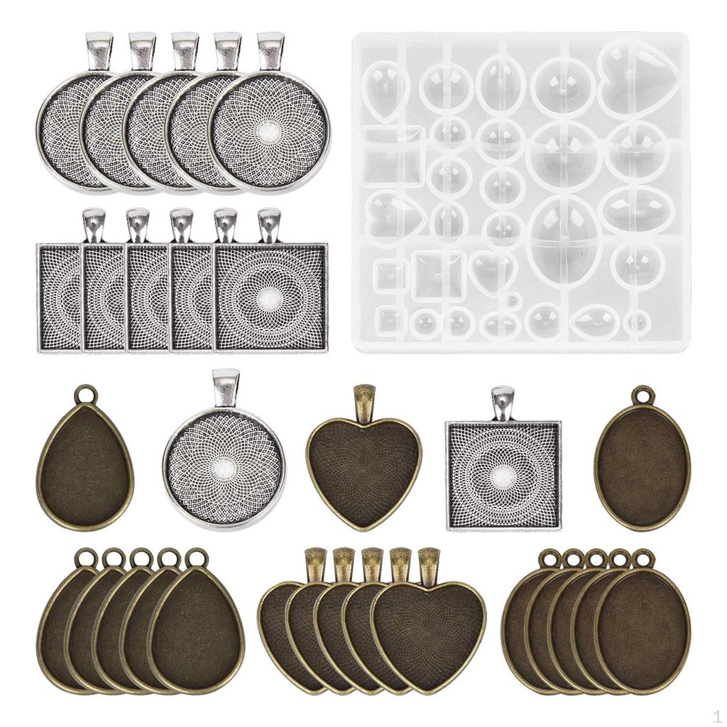 1 Set Silikonanhängermodell mit Tabletts, Schmuckstückherstellungsmodell, Epoxidharzguss