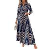 Women's Striped Long Sleeve Shirt Dress with High Slit and Belt