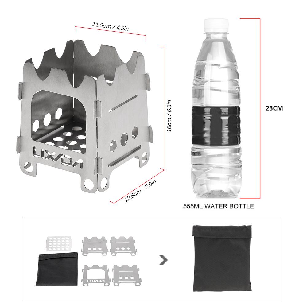 Lixada Titanium Outdoor Camping Stove Portable Ultralight Folding Wood Stove Pocket Stove Camping