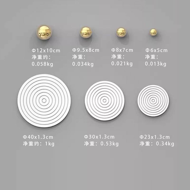 Nordic Electroplating Imitation Metal Mirror Nail-free Wall Decoration Ball Wood Art Chassis Living Room Dining Room Ornaments