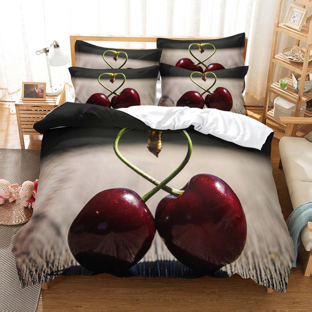 All Kinds of Fruit Summer Duvet Cover Bedding Queen Size Lemon Orange Strawberry Watermelon Pineapplef for Children Girls Boys