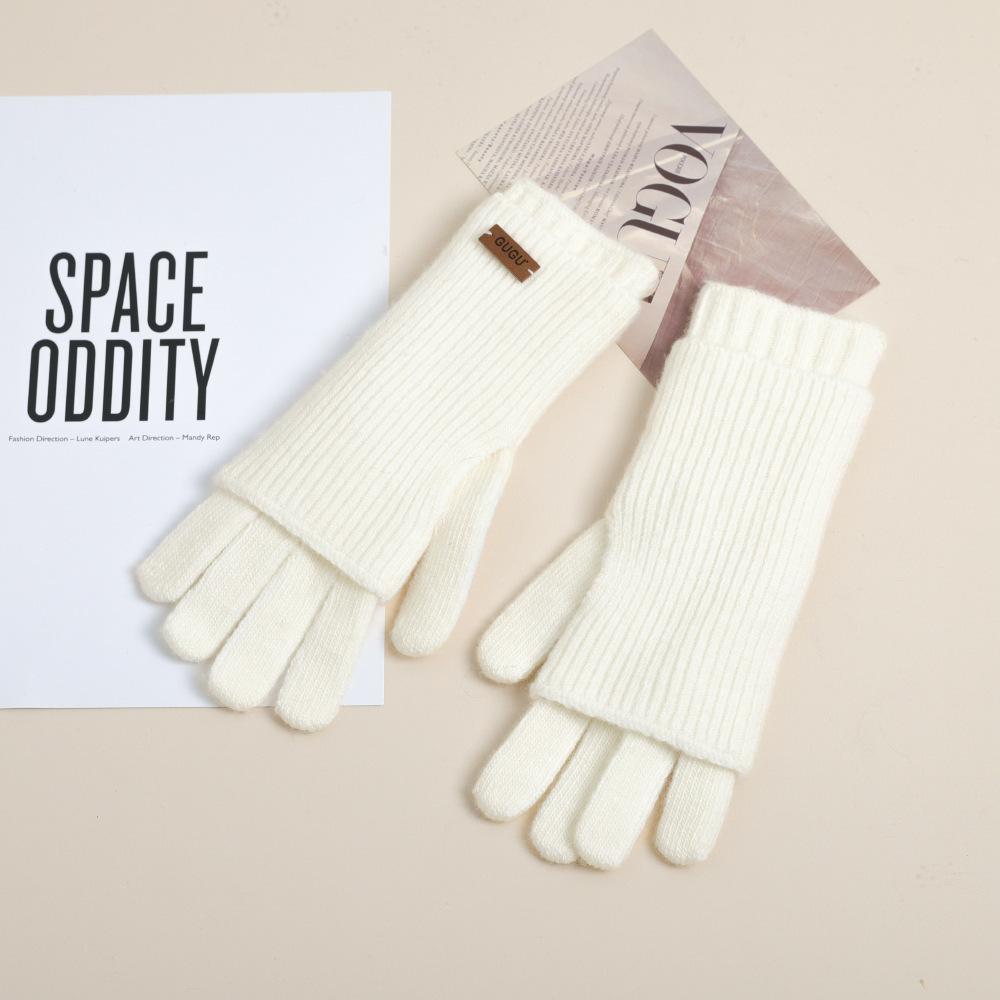 

New Autumn and Winter Style Extended Holiday Two-piece Warm and Cold Proof Gloves for Women s Simple Casual Style Sleeves One Size