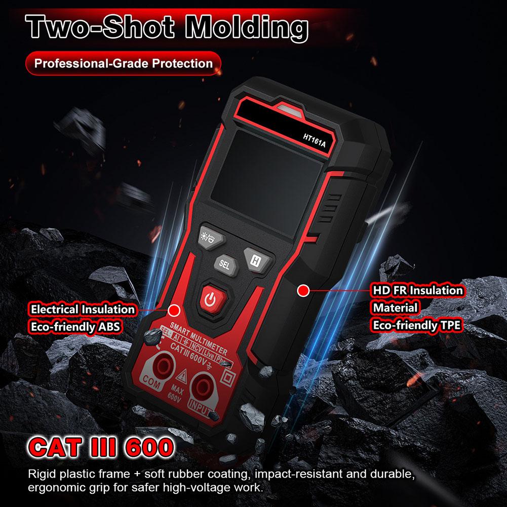 Digital Multimeter HT161A with 4000 Counts Smart Auto Ranging True RMS NCV Detection Backlit LCD and CATII Safety Certification