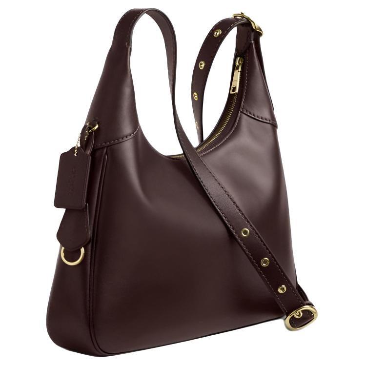 Coach Ella Calfskin Underarm Shoulder Bag Large Women's Dark Coffee Color CCE48-IMXAL