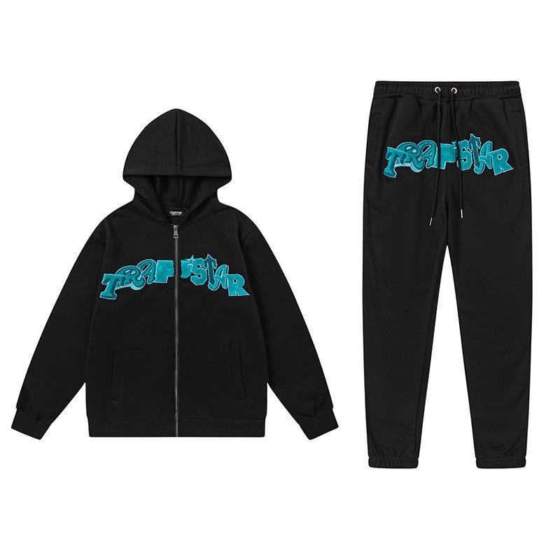Trapstar Embroidered Hoodie & Sweatpants Set - Unisex Winter Velvet Trend