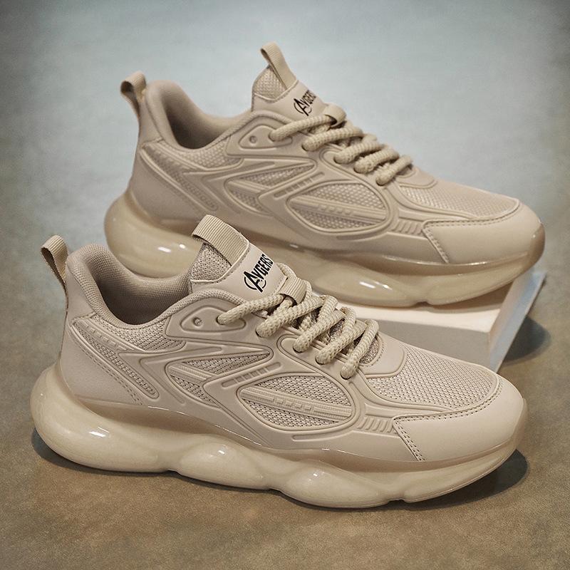 

2025 spring and summer new breathable casual sports shoes men s popcorn sole heightened mesh Darth Vader Daddy shoes 45 бежевый