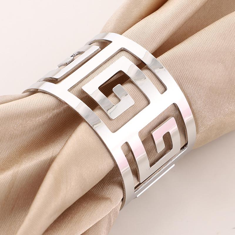 Anello portatovaglioli in metallo in stile western creativo con design del carattere Hui non in acciaio inossidabile – Ispessito e anti-perdita.