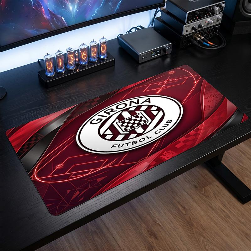 Girona FC Theme Pattern Mouse Pad, Soccer Logo Design XXL Gaming Desk Mat Non-Slip Computer Mouse Pad