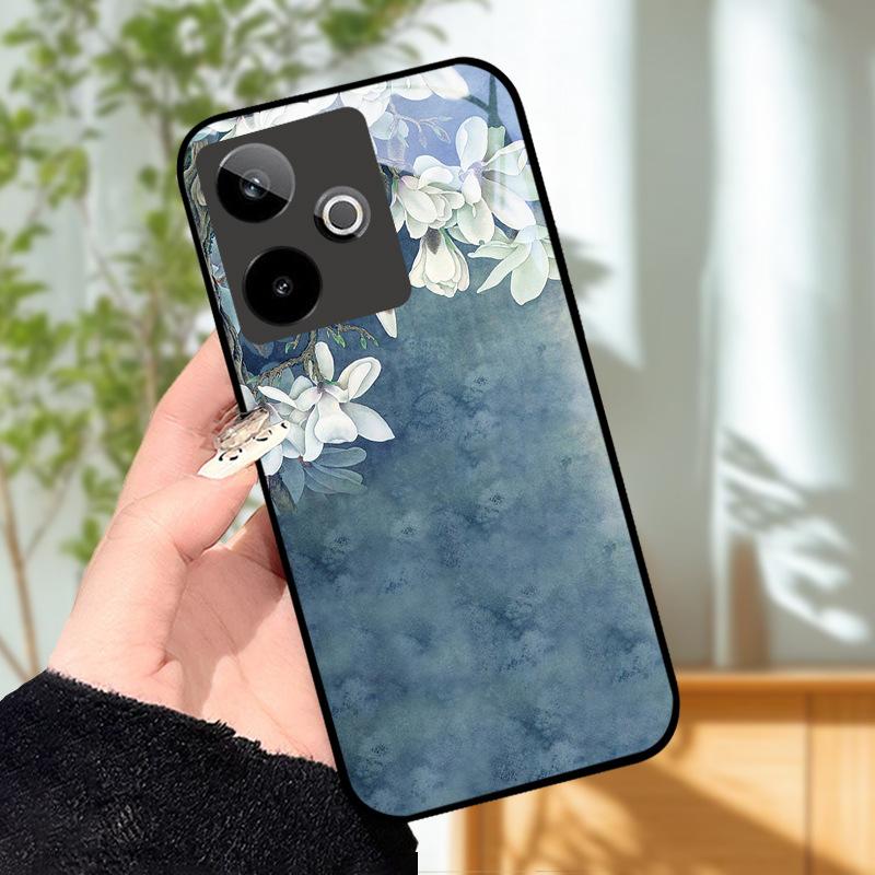 Für Realme GT7 5G Hülle Luxus Malerei Cover Gehärtetes Glas Handyhülle Für Realme GT 7 Fundas Harte PC Stoßfeste Schale Bumper