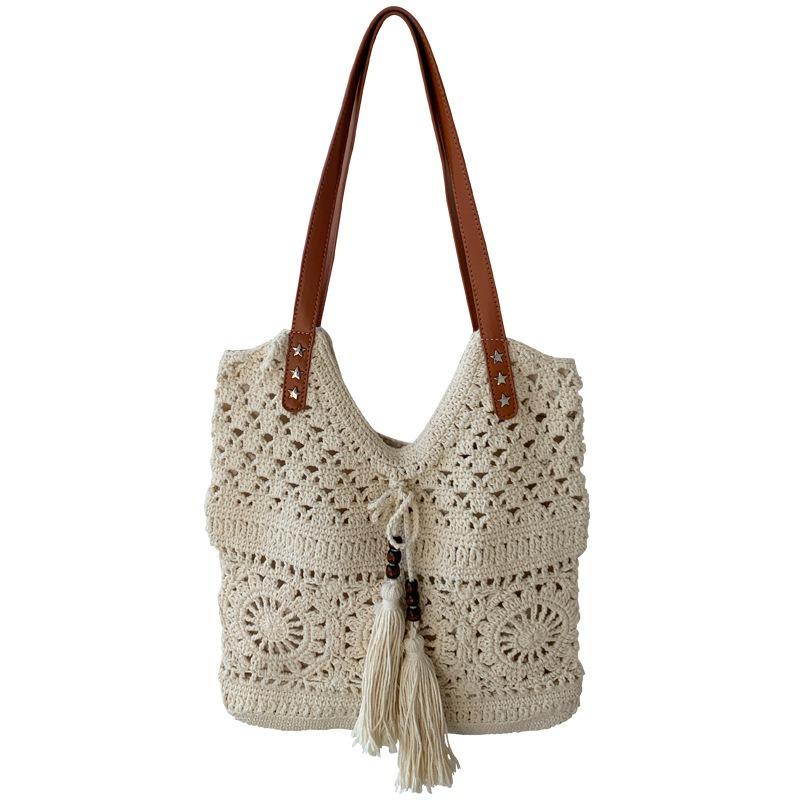 Large-capacity Single-shoulder Woven Tote Bag - Tote Bag for Seaside Vacation and Beach Use