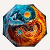 1pc The Dance of Fire and Ice Dragons Pattern Automatic 3-Fold Umbrella, 8 Iron Frames, High-Value Folding Umbrella, Suitable for Office, Travel