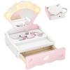 Kids Vanity Table, Portable Girls Dressing Table with Lights, Mirror, Drawer, Accessories, Gift for Girls 3-6 Years