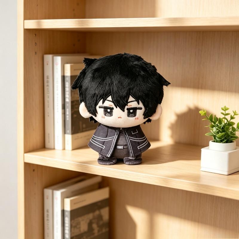 Sword Art Online Kirito Sitzende Mini-Plüschpuppe Schwarzes Haar Schwertkämpfer Chibi Anhänger Anime-Fan Rucksack Schlüsselanhänger Sammlerstück Geschenk 12cm