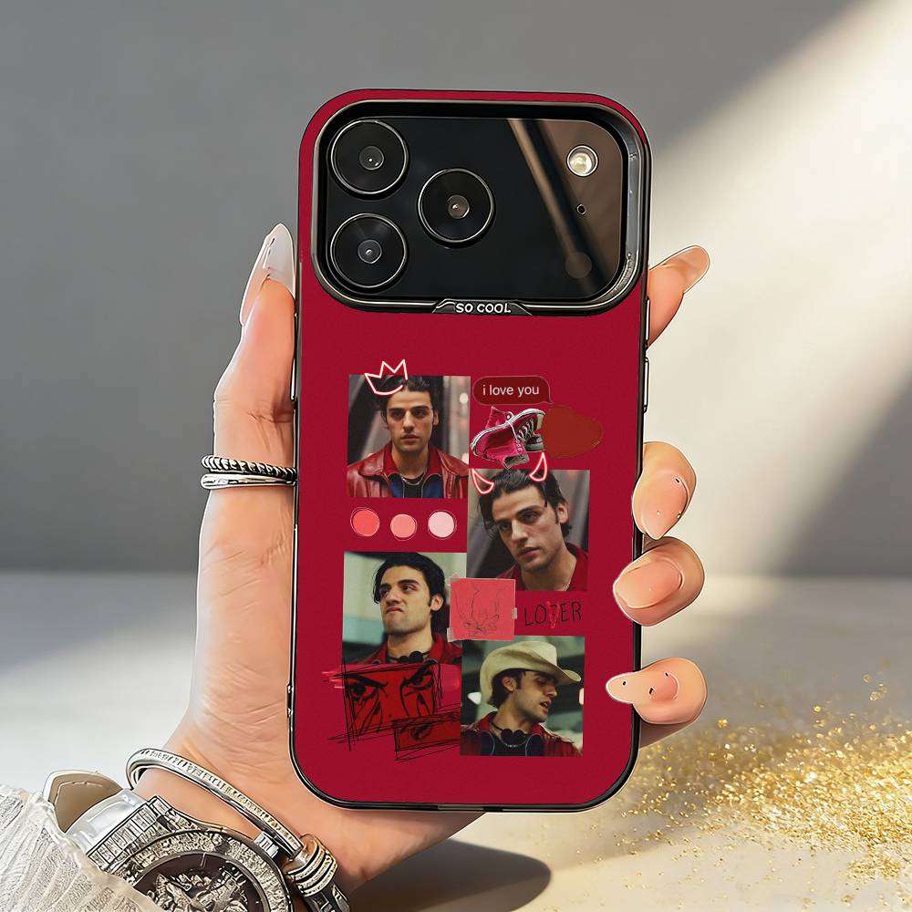 Actor O-Oscar I-Isaac Phone Case For iPhone17 16 15 14 13 12 Pro Max Grey Black Matte Laser Metallic Aurora Funda