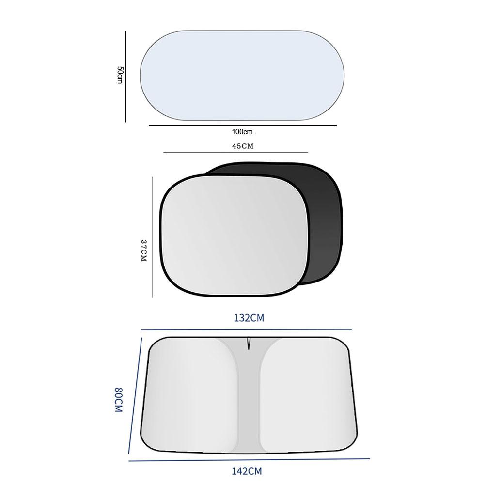 Car Titanium Silver Sun Visor Sunshade UV Protector Reflective Fabric Car Window Sunshade Front Rear Back Window Summer Protect