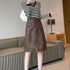 Plus Size Women's Leather Bodycon Midi Skirt - Slimming A-Line with Pockets for Autumn/Winter