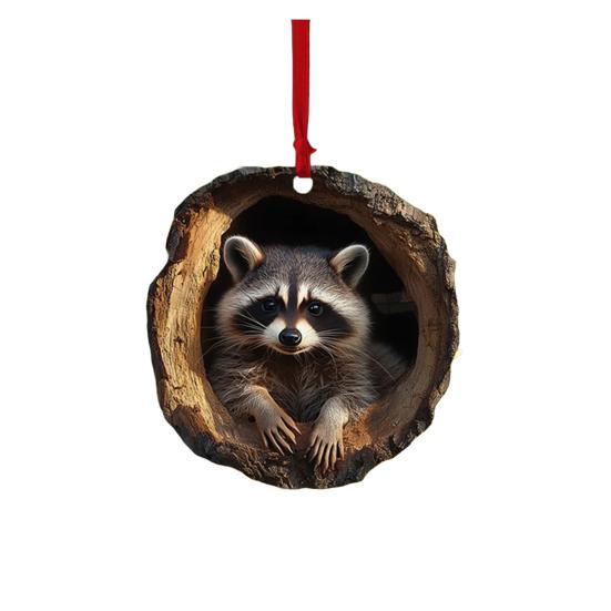 

Рождественский орнамент в виде животного 2D Акриловые лесные животные Украшения Веселые принты животных Совы Еноты A