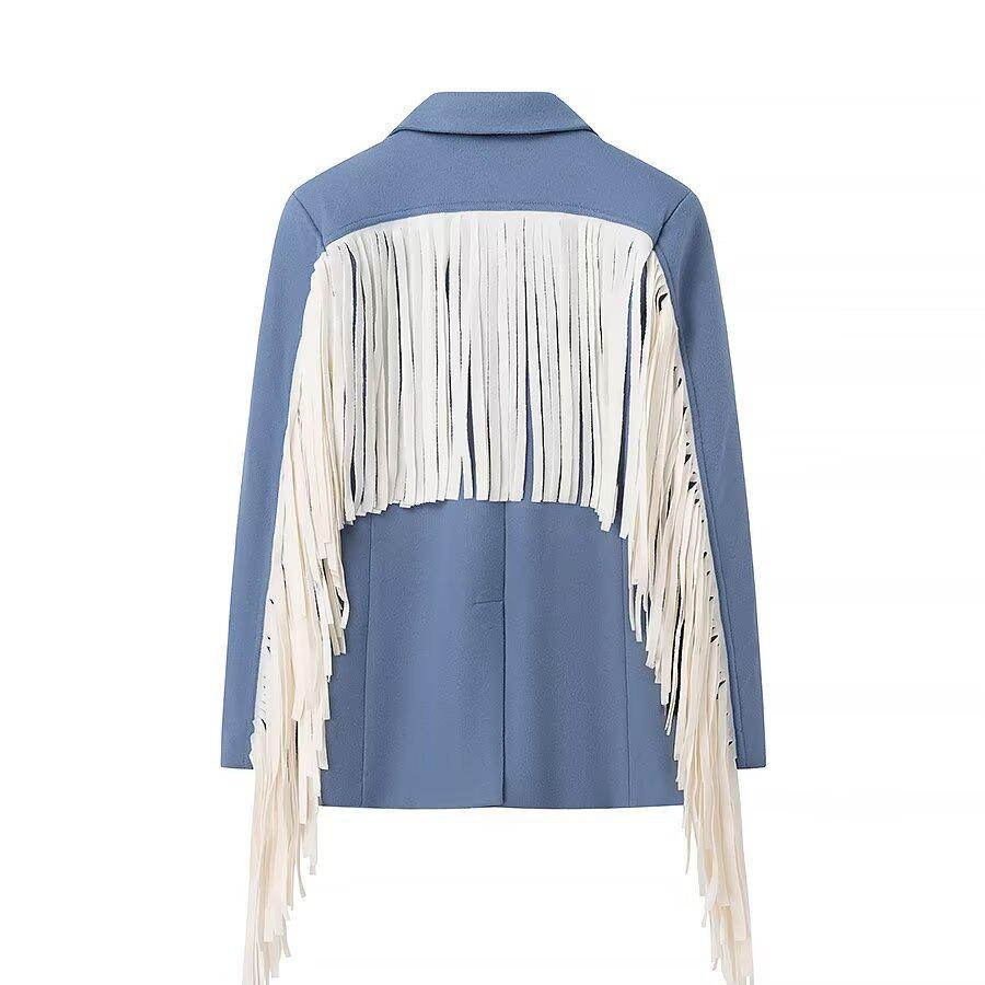 2024 Autumn Women's European & American Fashion Loose Tassel Suit Jacket