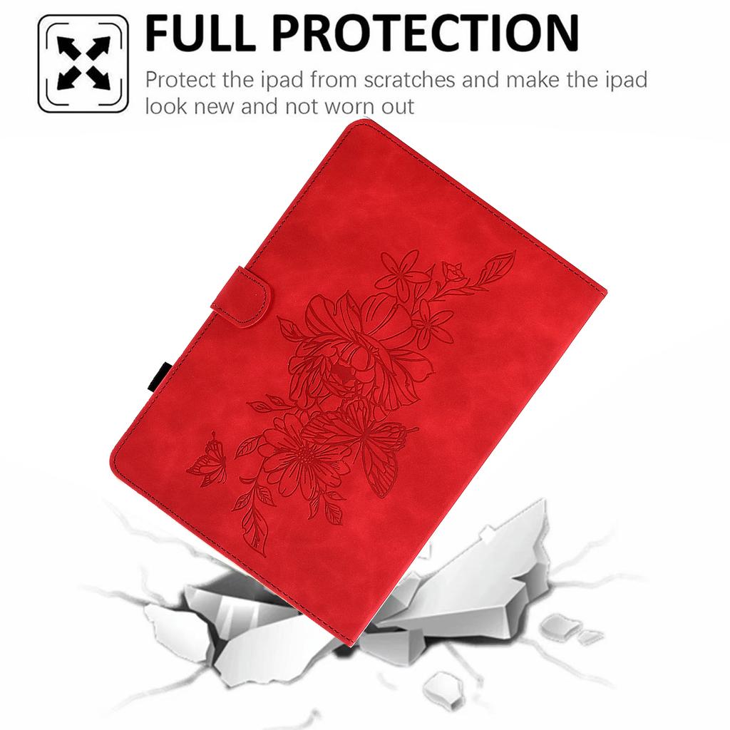 A7 For Amazon Fire HD 10 (2023) Tablet Case Flower Butterfly Imprinted Leather Cover with Card Slots