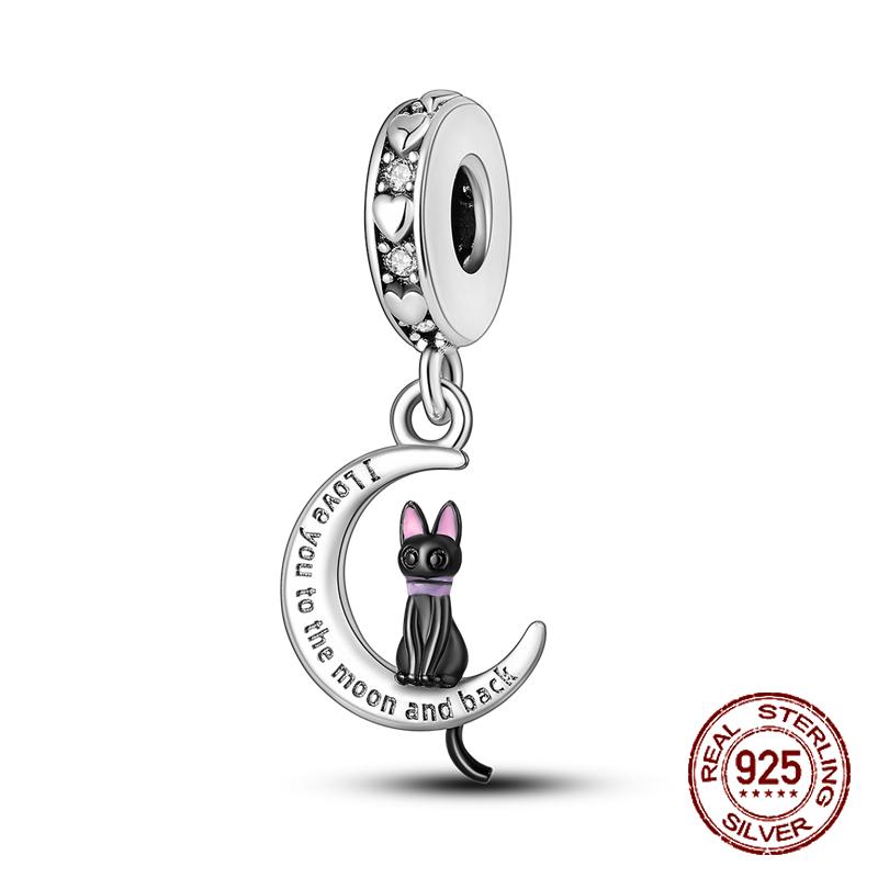 Copper Black Cat Collection Charms Beads Paw Print Pendant Fit 4Mm Hole Diameter Bracelet Gift Women Jewelry Diy