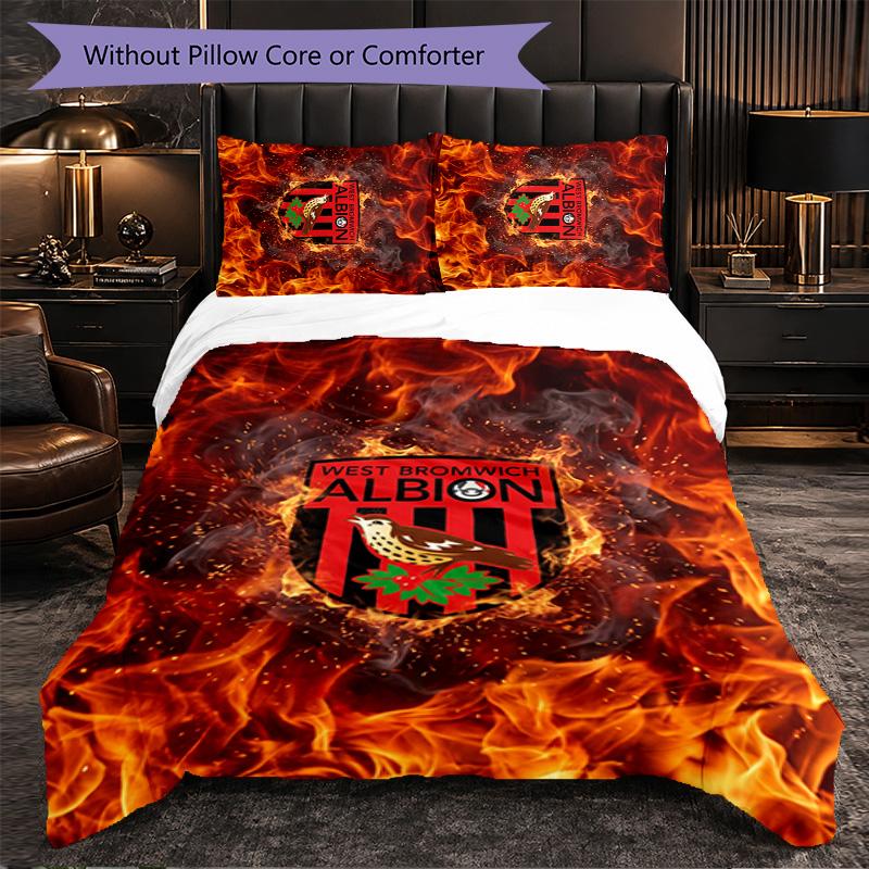 West Bromwich Albion Football Set Biancheria da Letto 3 Pezzi Morbido Set Copripiumino con Federe Set Decorazione Camera da Letto per la Casa