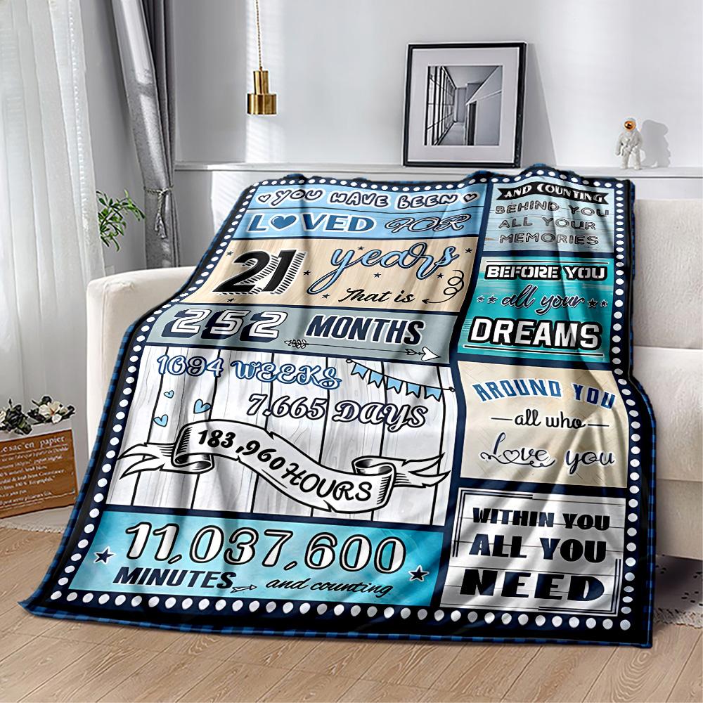 1pc 21th Birthday Celebration Blanket Soft and Warm for Sofa Office Camping Travel Livingroom Great Gift for Friends and Family Comfortable
