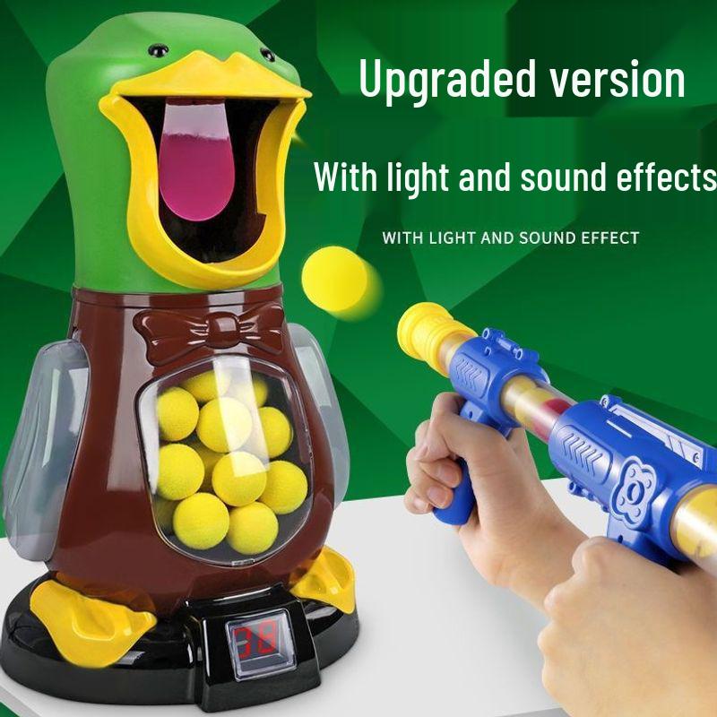 Hit Me Ducky! Parent-Child Interactive Toy with Air-Powered Soft Bullet, 3-Shot Firing for Kids 6+