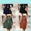 Elegant Polyester Spliced Long Sleeve Dress For Winter Casual Wear