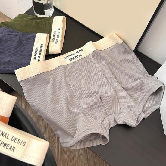 Men Boxer Underwear Mid-rise High Elasticity Shorts Panties Letter Print U-Convex Breathable Underwear Daily Wear