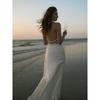 Summer New Satin Halter Dress Women's Sexy V-neck Backless Slim Fit Long Maxi Dress European American Crossbody Women's Clothing
