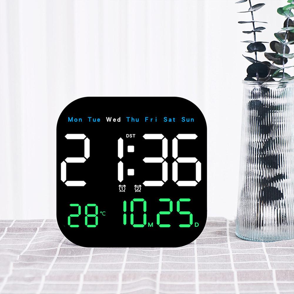 7" Digital Wall Clock With Date Day Of Week LED Wall Clock For Living Room Office Bedroom Decor LED Digital Alarm Clock